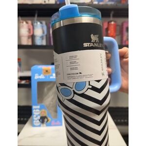 Barbie ICONIC swimsuit Stanley Chevron Tumbler with Light Blue Sunglass Detail
